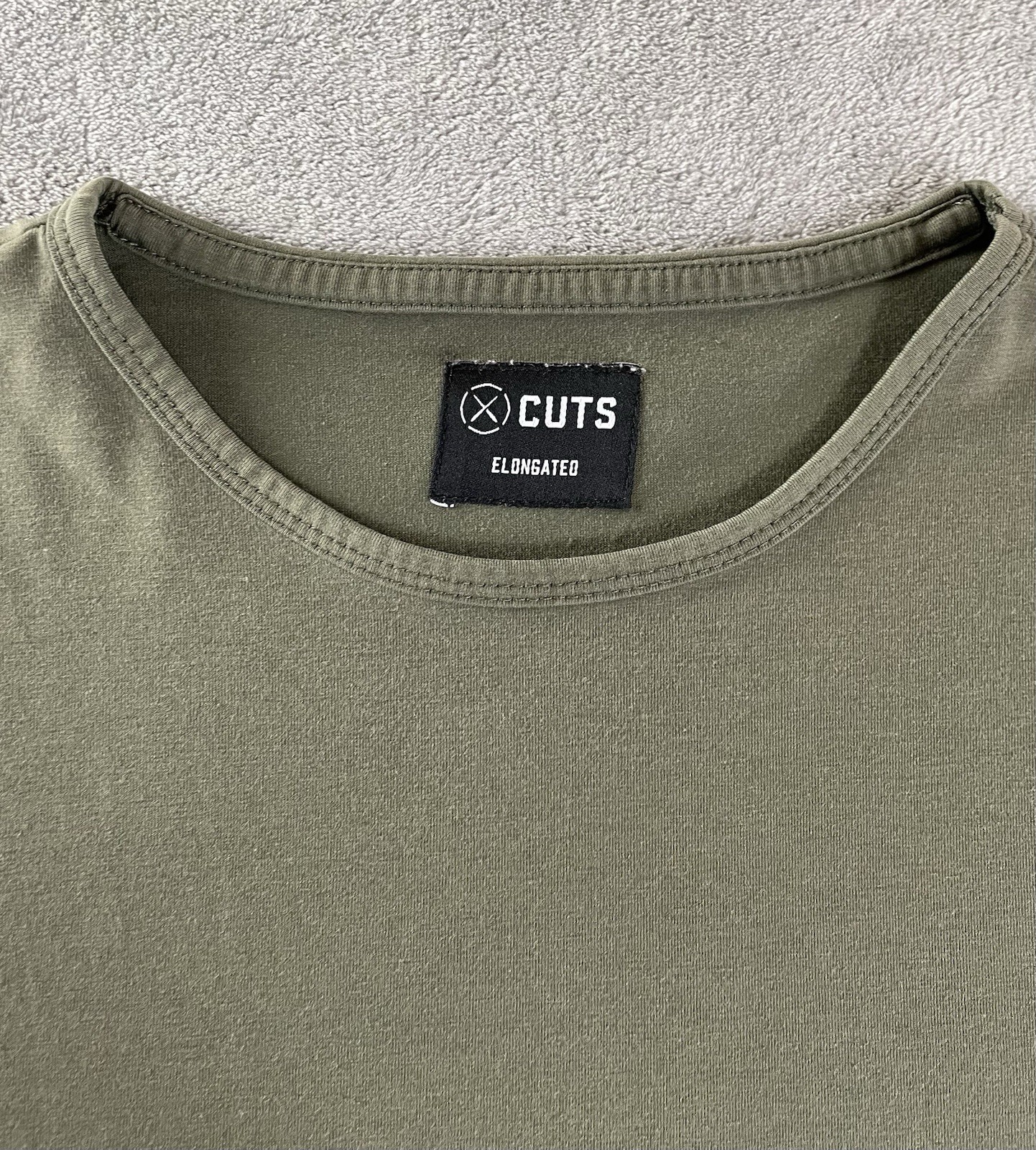 Cuts Clothing Elongated T Shirt Men Medium / S Tall Olive Green Crew Neck Tee gallery