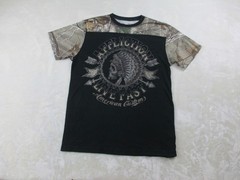 Affliction Shirt Mens Medium Black Skull Indian Realtree Camo Live Fast Grunge*