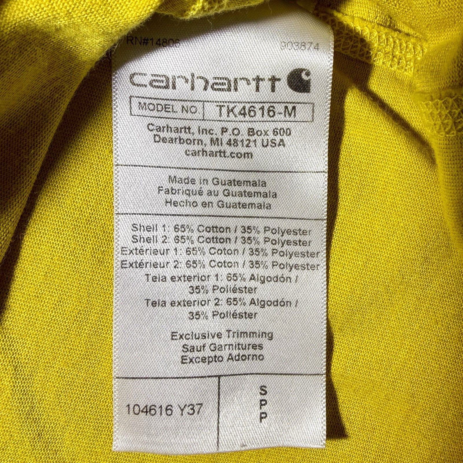 Carhartt Force Pocket Tee Mens Small Yellow Relaxed Fit Short Sleeve Shirt gallery