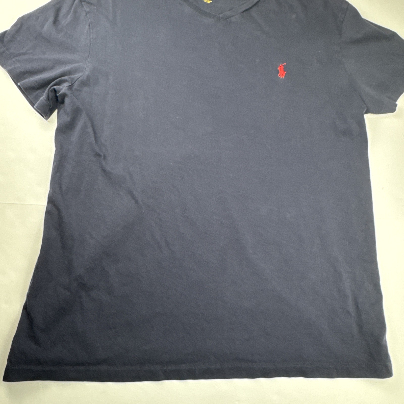 Polo Ralph Lauren Mens V-Neck T-Shirt Size M Navy Blue Cotton Classic Preppy Tee gallery