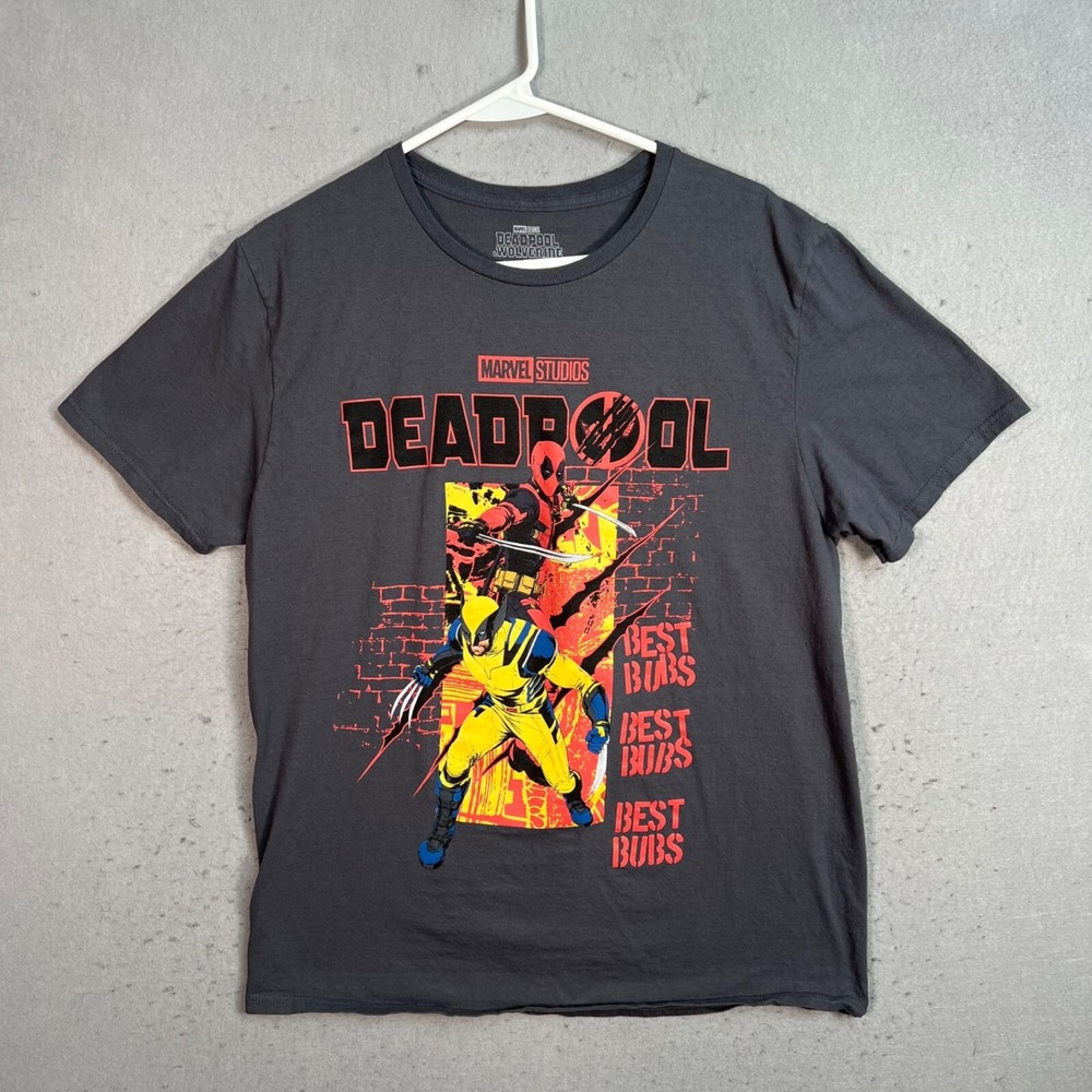 Marvel Studios Deadpool & Wolverine Graphic T-Shirt Best Buds Large Gray Mens