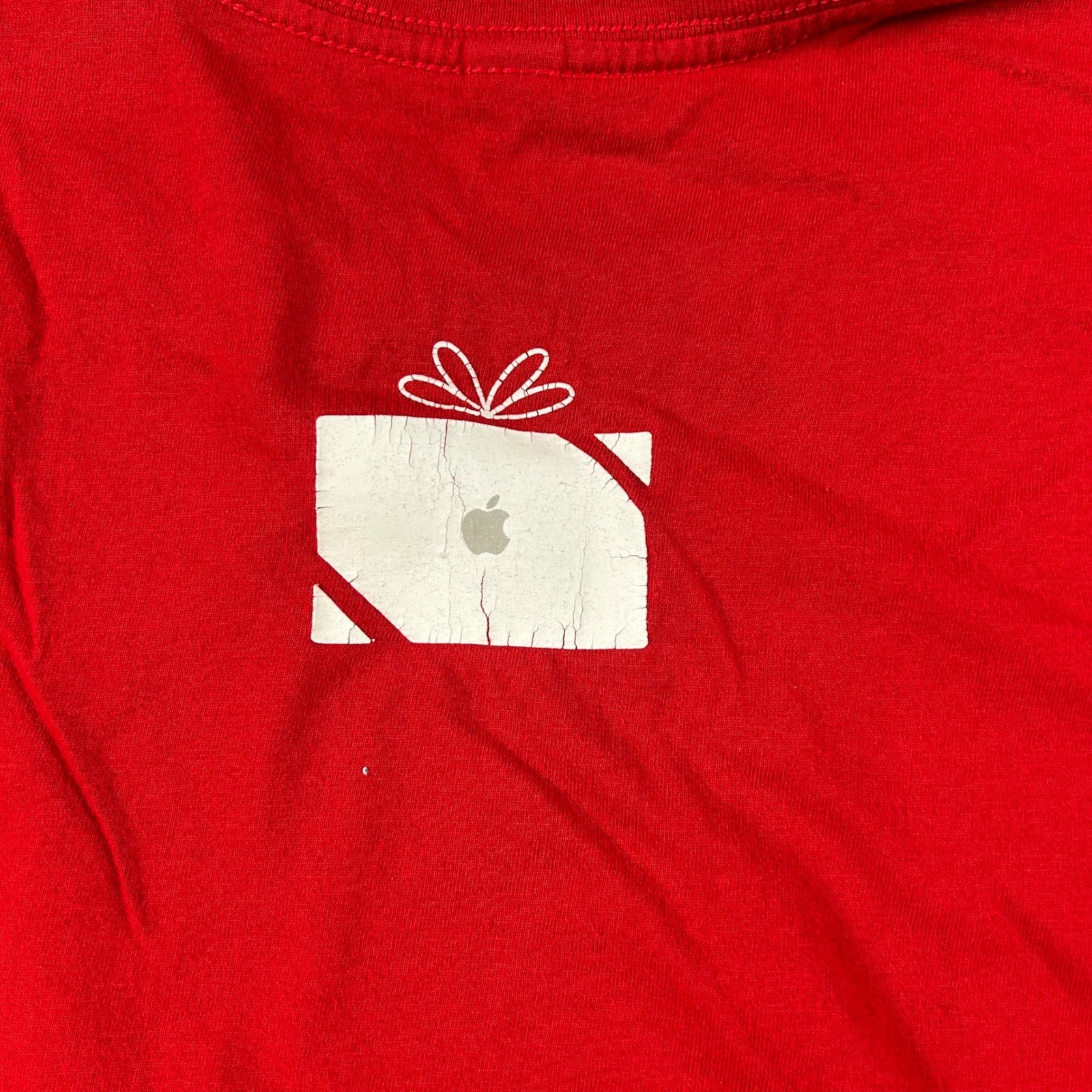 Apple Promo T-Shirt Mens Medium Red Long Sleeve Holiday Graphic American Apparel gallery