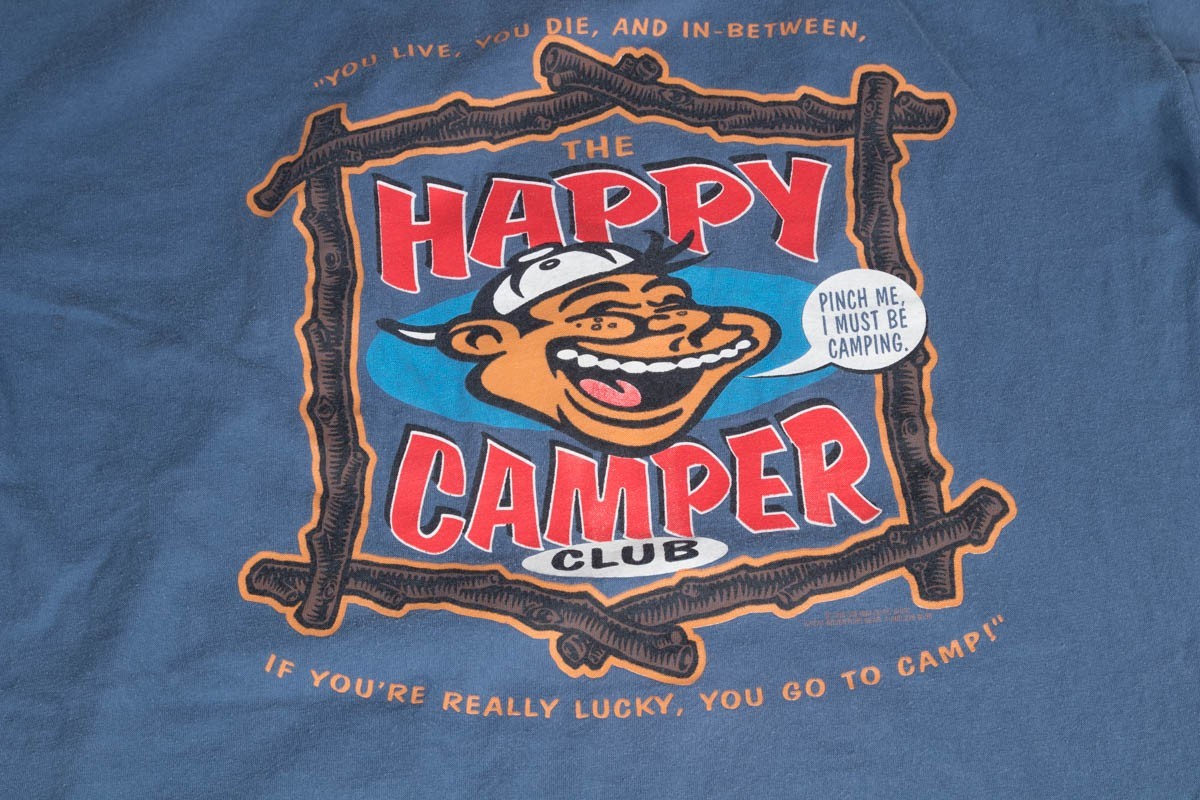 90's 1996 - Vintage SofTee Tshirt XXL Happy Camper Club - camping - Adventure gallery