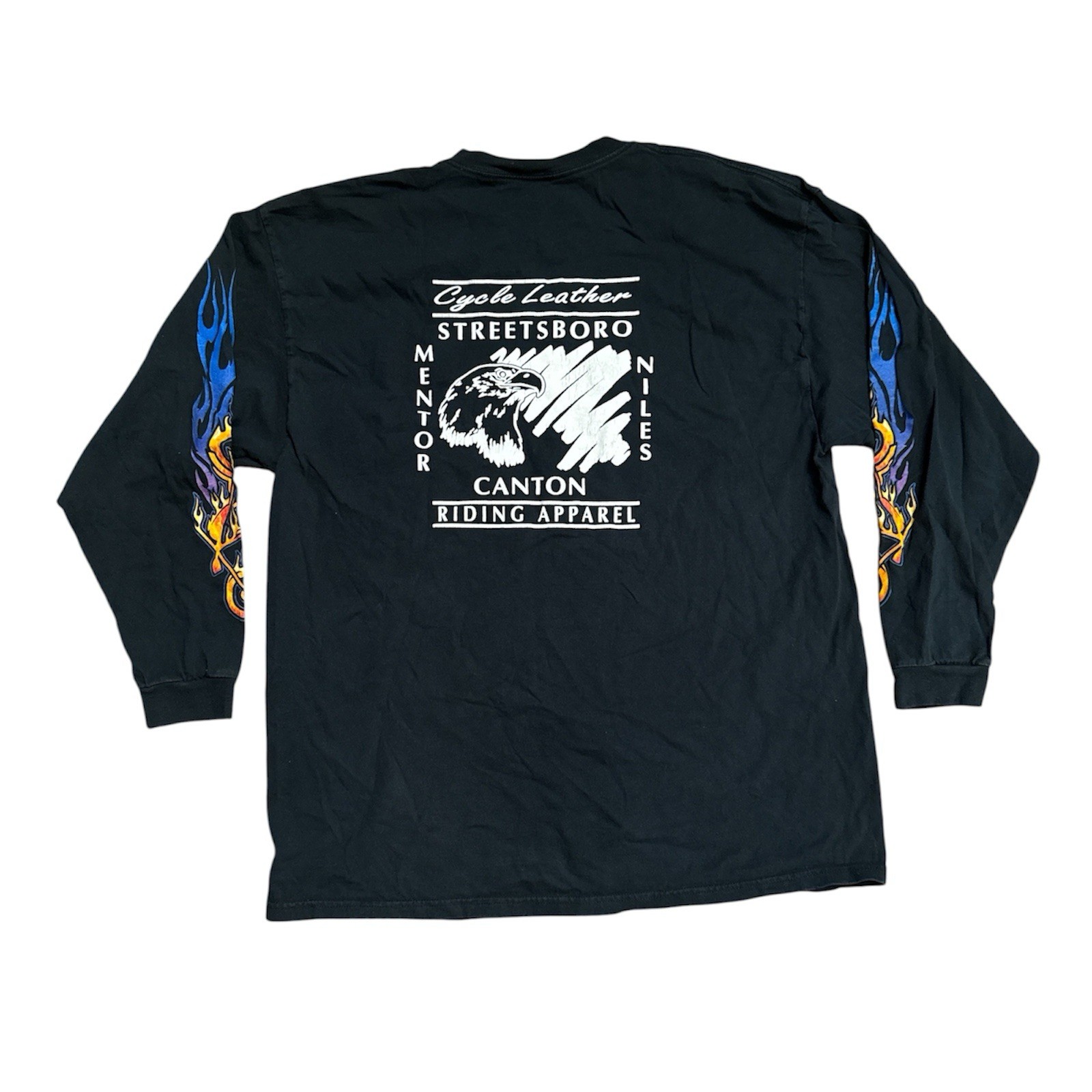 VTG Motorcycle Flames Long Sleeve Tee Shirt Mens Cycle Leather 2003 Black XXL gallery