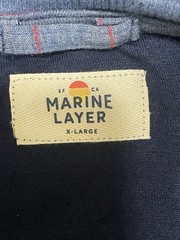 MARINE LAYER Double Knit Henley Navy/Red Stripe Size XL Men Soft Casual Travel