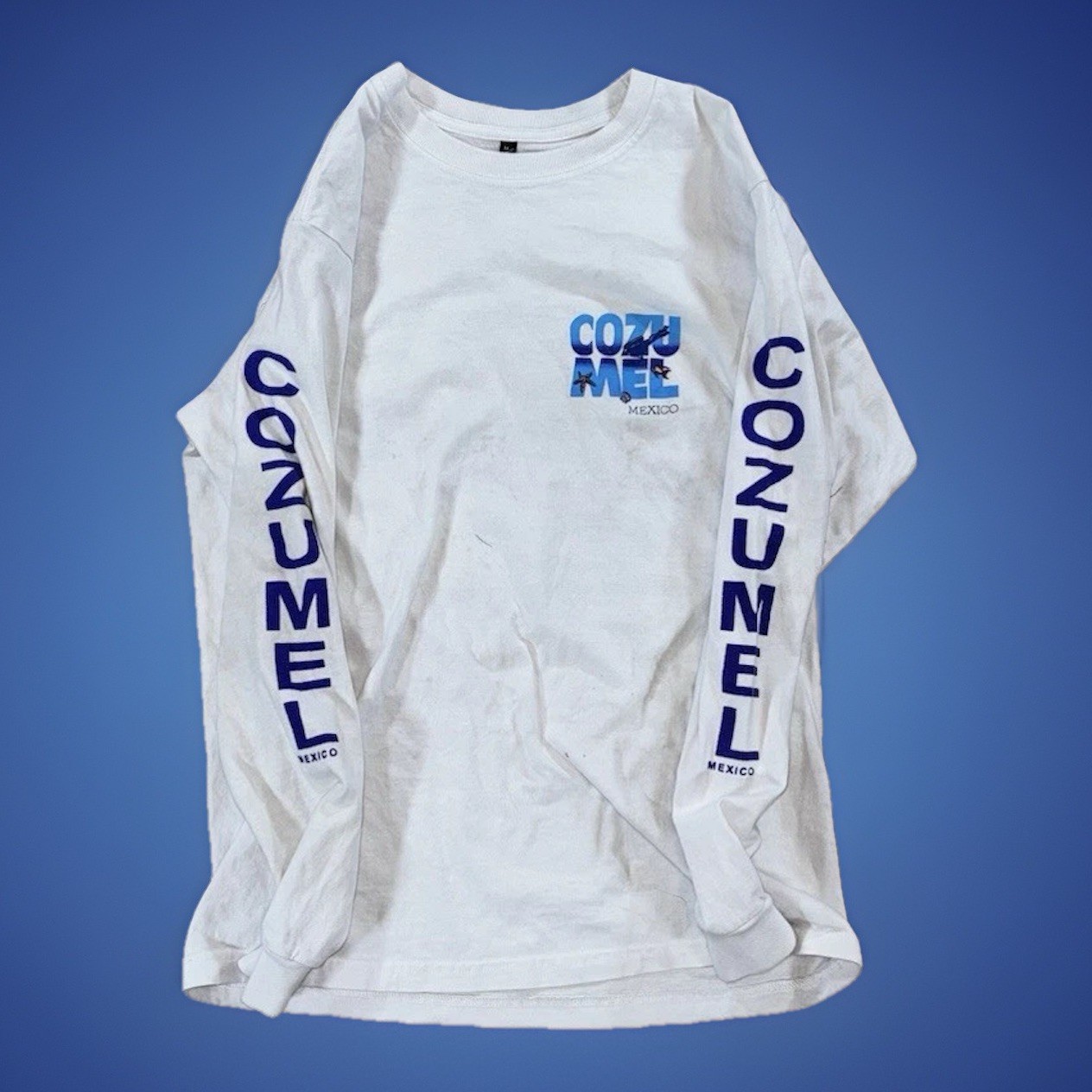 Cozumel Mexico Mens Long Sleeve T Shirt White Graphic Print Medium Scuba Diving gallery