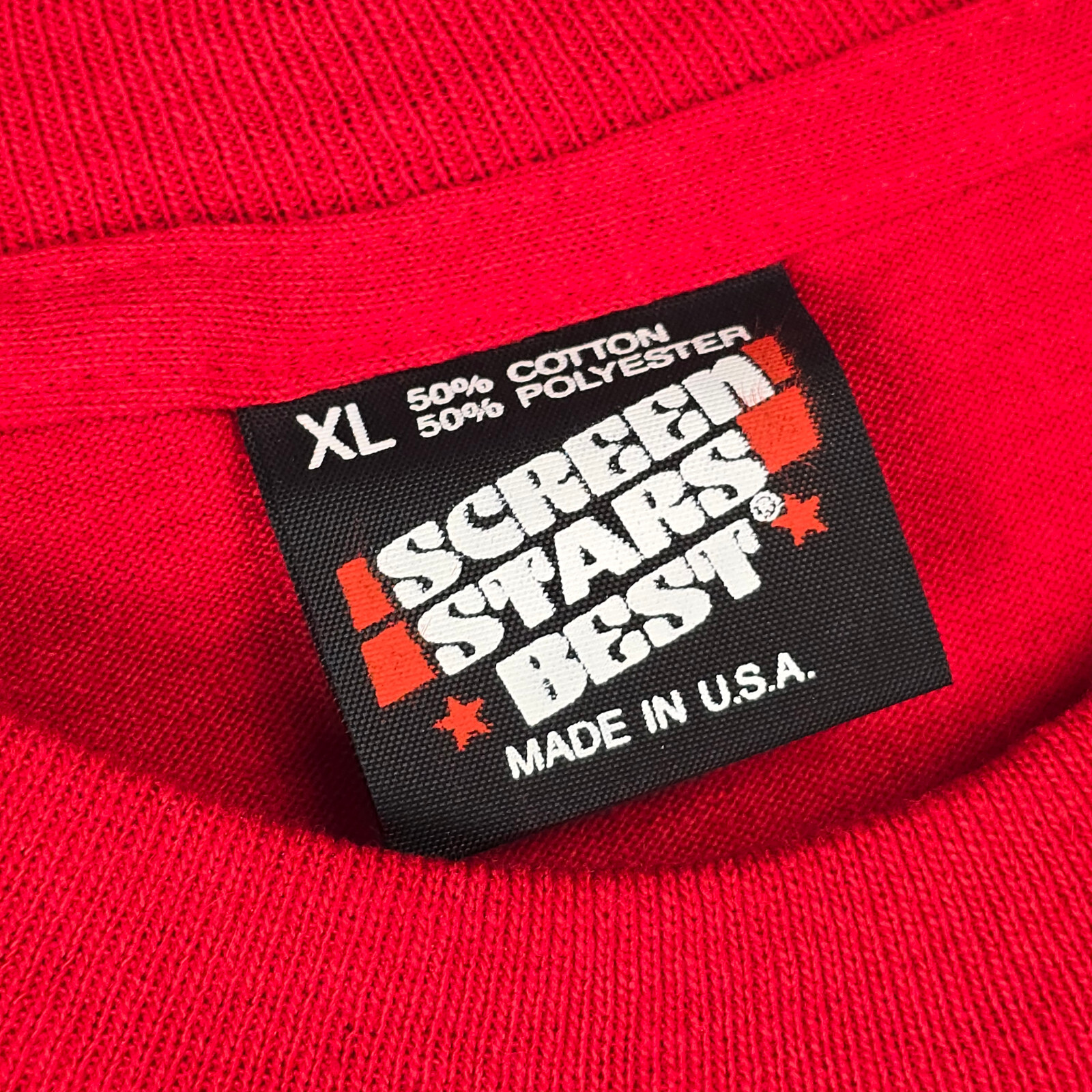 VTG SCREEN STARS BEST Mens EXTRA LARGE XL Air Waves 1989 Red Shirt Rose Music gallery
