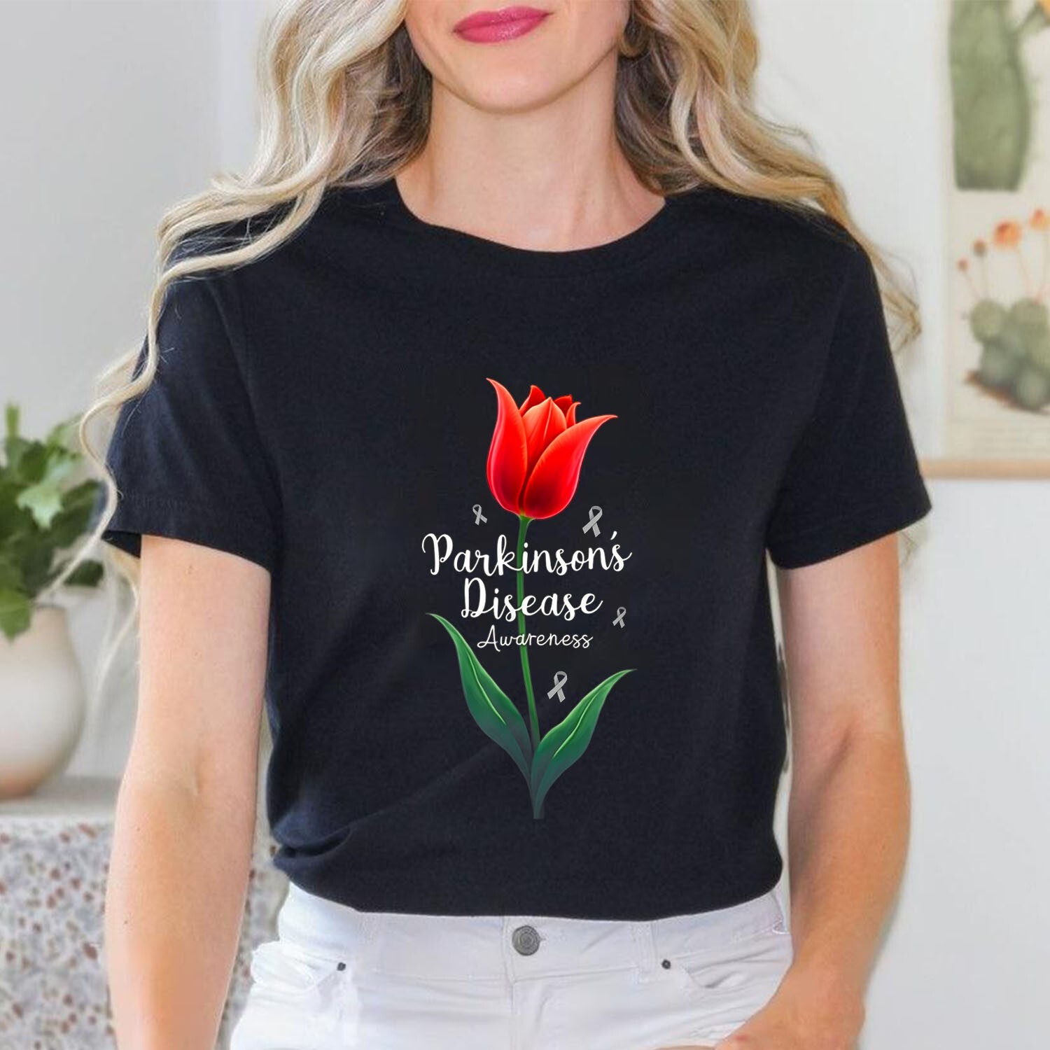 Parkinson Disease Awareness Tulip April Month Patient T-Shirt gallery