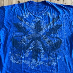 Ink Inc Guitar Gothic Print White Tee Y2K Style Mall Goth Cyber Size 2XL
