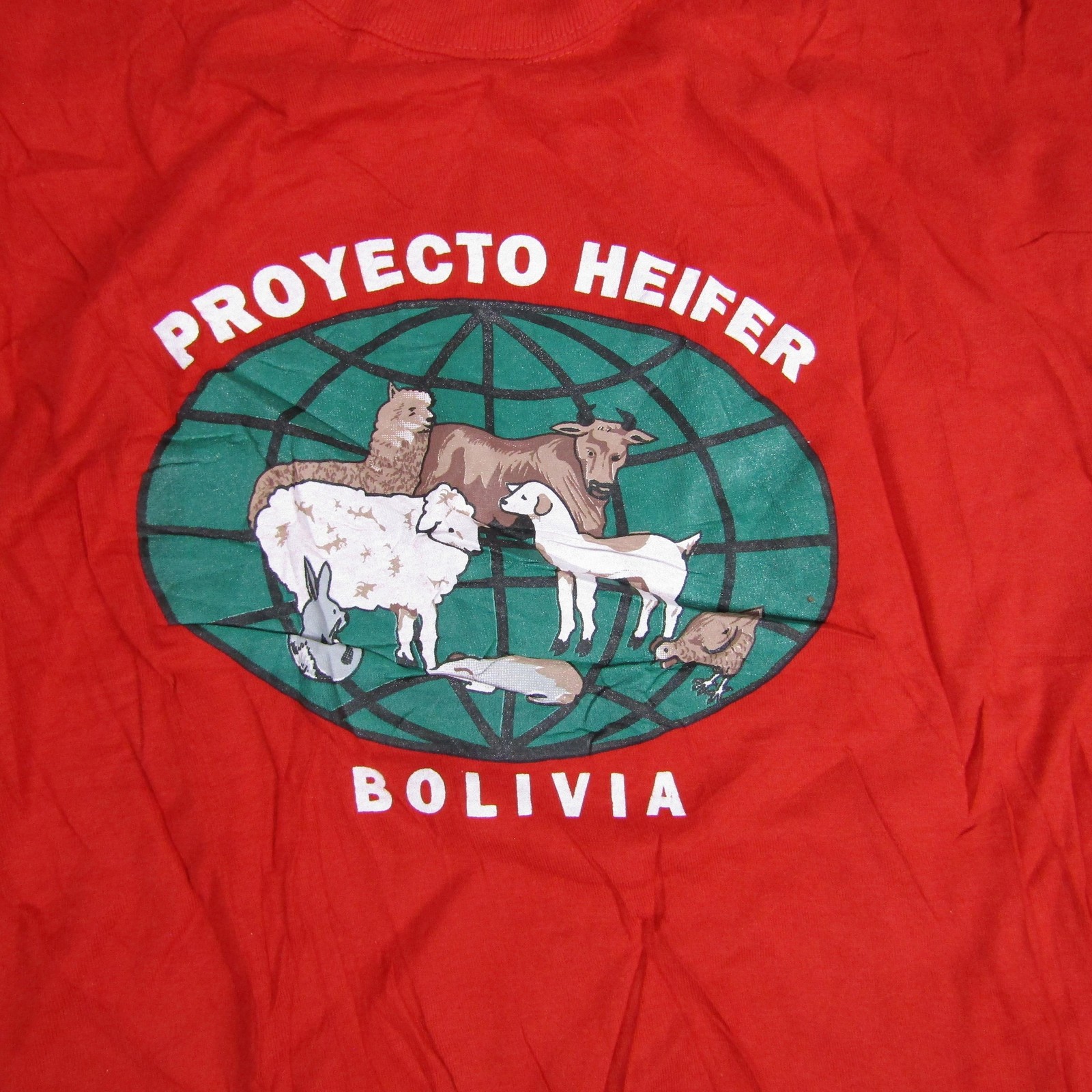 Vintage Proyecto Heifer Shirt Mens XL Red Bolivia Single Stitch Hering 90s gallery