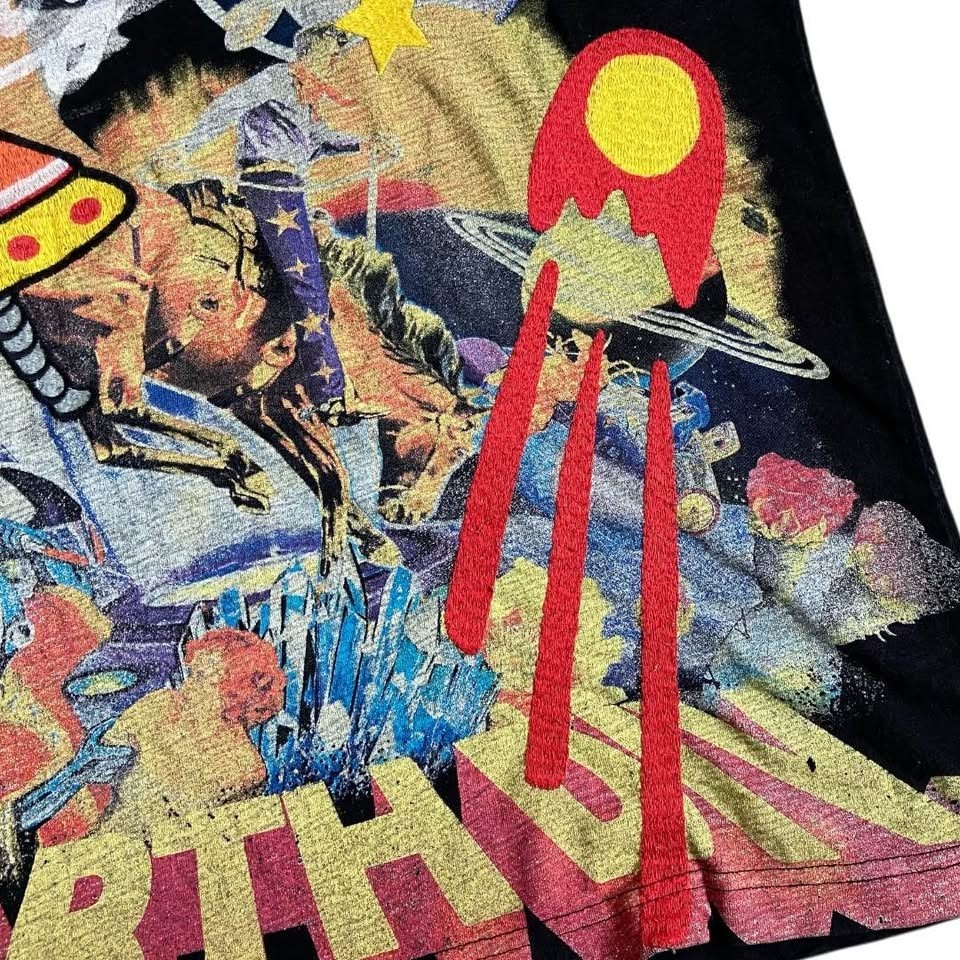 Billionaire Boys Club BBC T-Shirt Black Embroidered Earth UFO Space Graphic L gallery