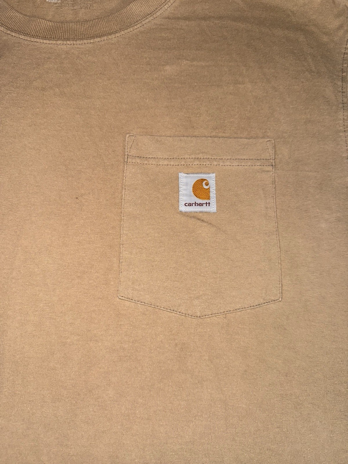 Carhartt Mens Short Sleeve T-Shirt Size Large Tan Loose Fit Casual Work Wear gallery