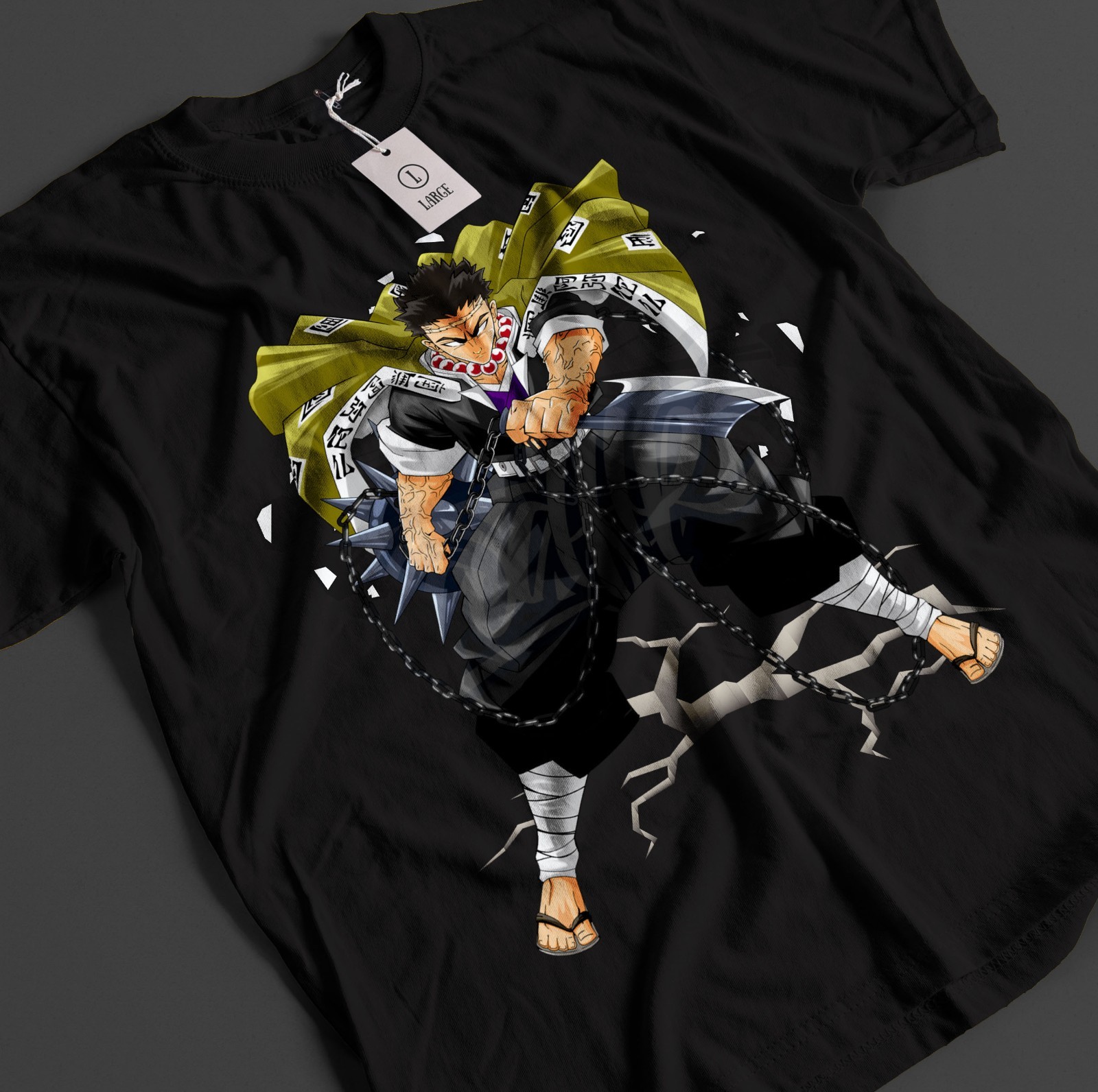 Demon Slayer Shirt Gyomei Himejima T-Shirt Tanjiro Stone Hashira Tee Muzan Top