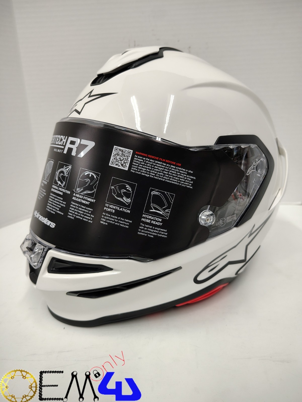Alpinestars Supertech S-R7 Gloss White Helmet ECE06/DOT Pick Size
