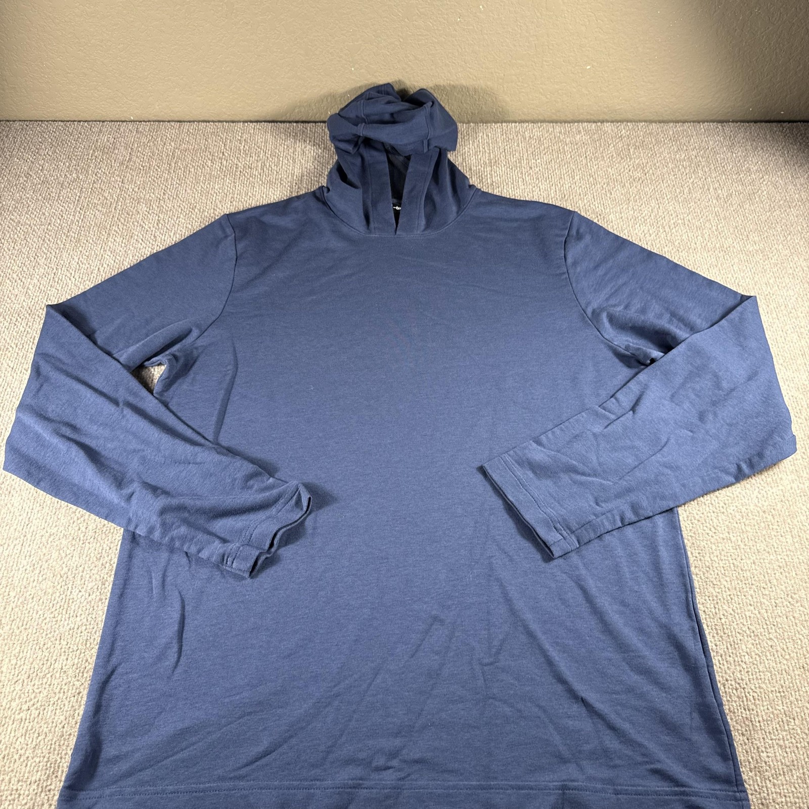 Travis Mathew Shirt Mens Large Blue Long Sleeve Hoodie Stretch Soft Tee gallery