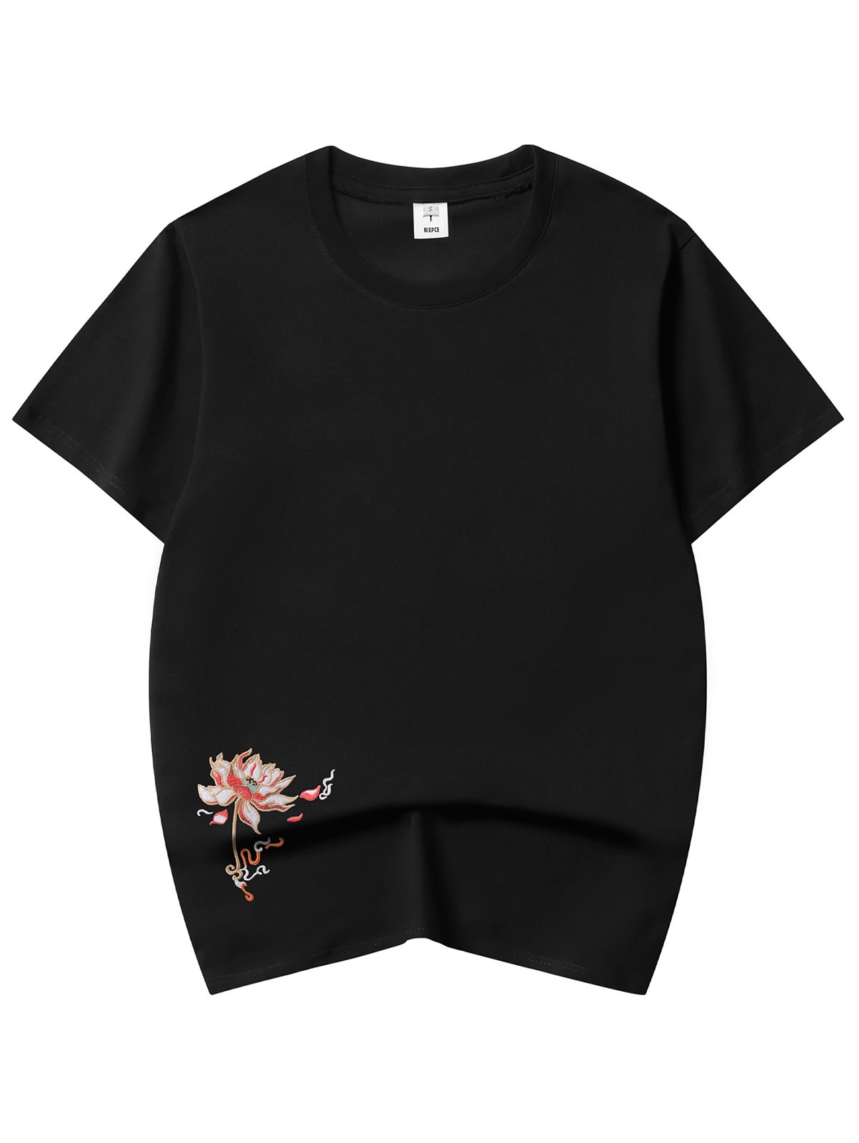 Niepce Japanese Streetwear Embroidery T-shirt Blue Phoenix Graphic Tee for Men gallery