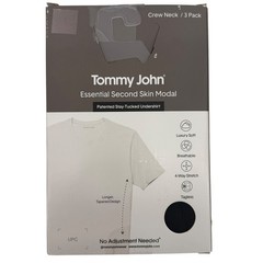 Tommy John Mens L Essential Second Skin Modal Crew Neck Undershirt 3 Pack Black