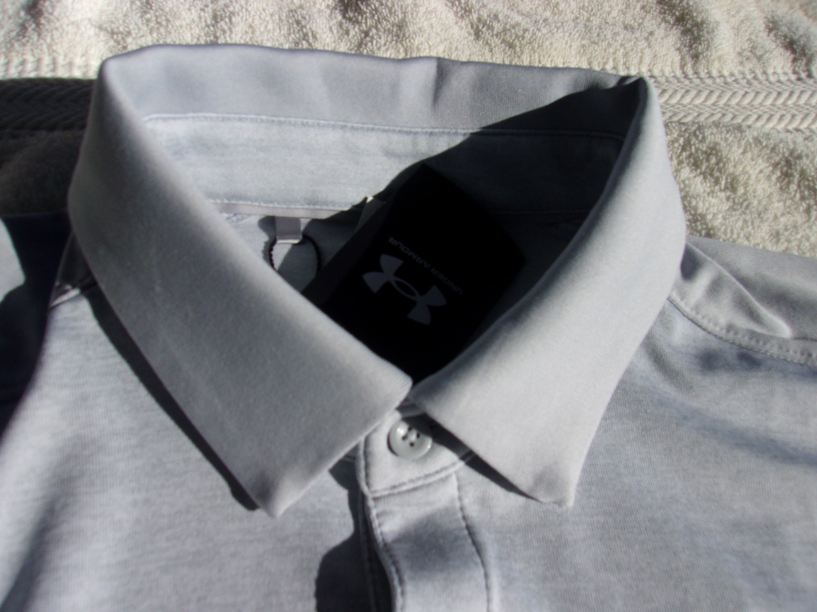 NWT Under Armour Loose Fit Trophy polo, men's LT, XL, heather gray, poly. gallery