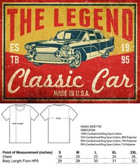 1969 Chevy Impala The Legend Classic Car, Men’s Gift T-shirts Made in USA