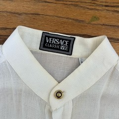 Vintage Versace Classic V2 Mandarin Henley Collar Shirt Miami Vice SZ L