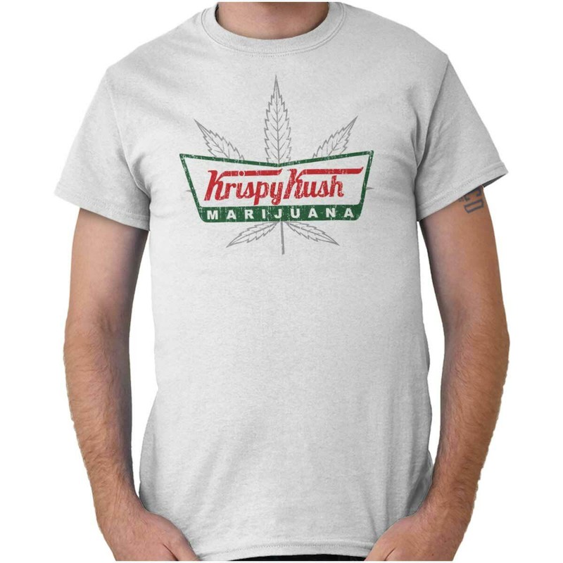 Krispy Kush Funny Marijuana Stoner Munchies Womens or Mens Crewneck T Shirt Tee