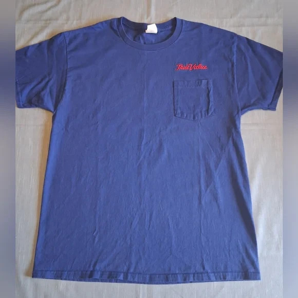Men’s 100% Cotton True Value Short Sleeve Pocket Tee Pocket T-Shirt BLUE