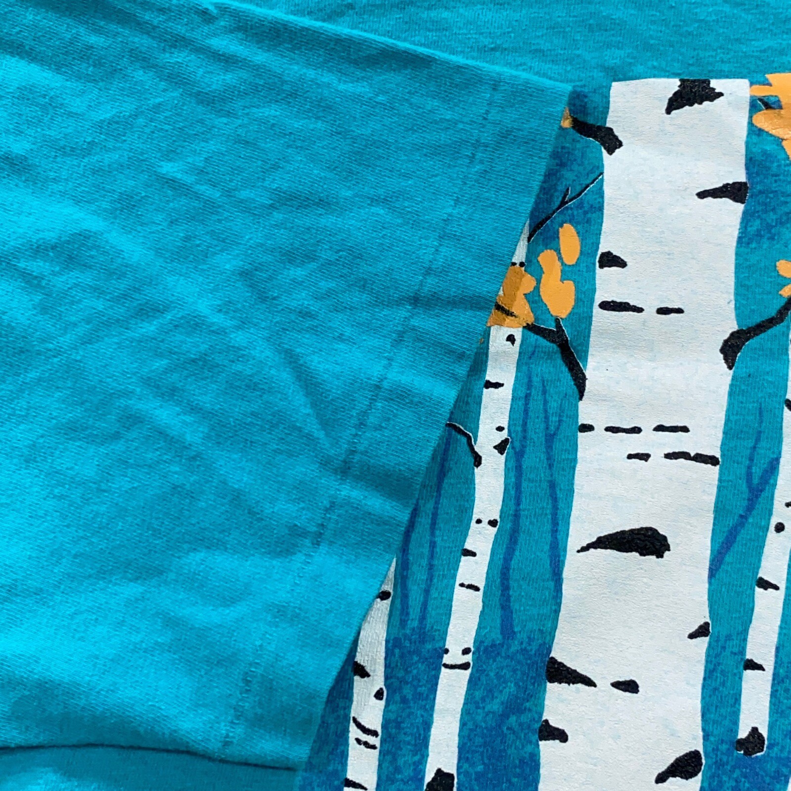 vintage 80s FALL WINTER FOREST NATURE ART T-Shirt LARGE soft leaves trees gallery