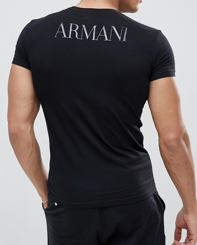 Emporio Armani Black Men's T-Shirt Round Neck,Glossy print, Size M*L*XL*XXL,3XL gallery