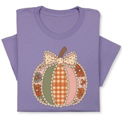 Retro Patchwork Pumpkin Fall T-Shirt – Cute Autumn Gift Tee
