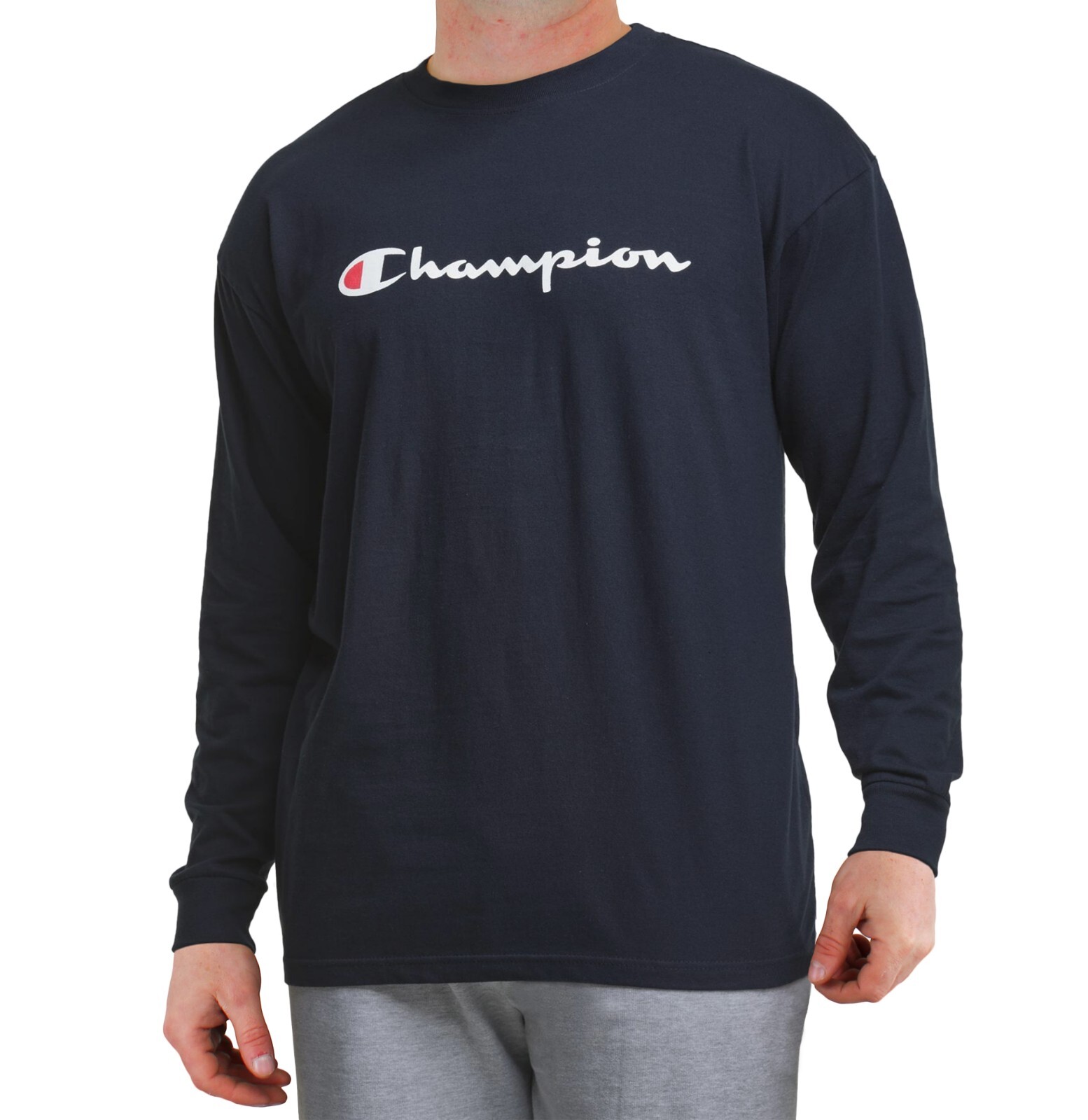 Champion Men's Jersey T-Shirt Big & Tall Crew Neck Athleticwear Long Sleeve Tee gallery