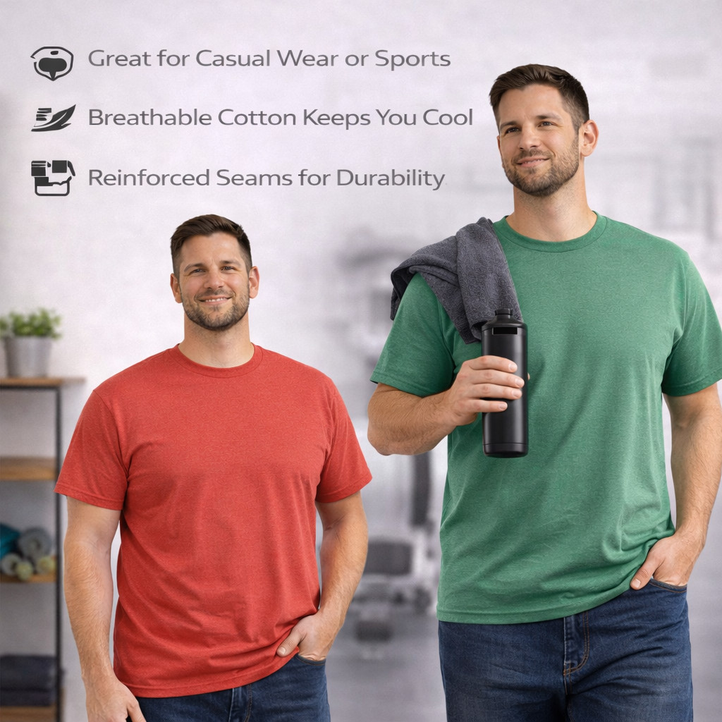 12 Pack BILLIONHATS Plus Size Men Cotton T-Shirt Bulk Big Tall Short Sleeve gallery