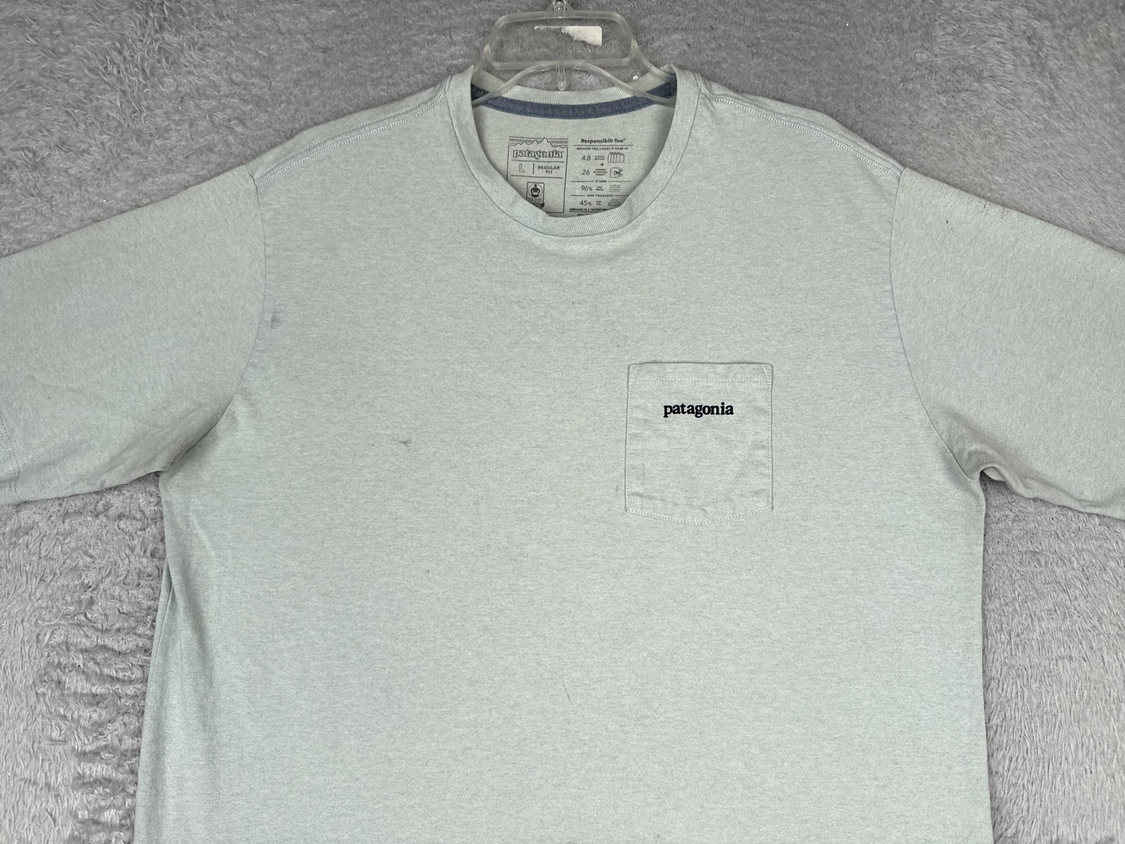 Patagonia Responsibili-Tee Shirt Mens Large Gray Short Sleeve Pocket Logo Tee gallery
