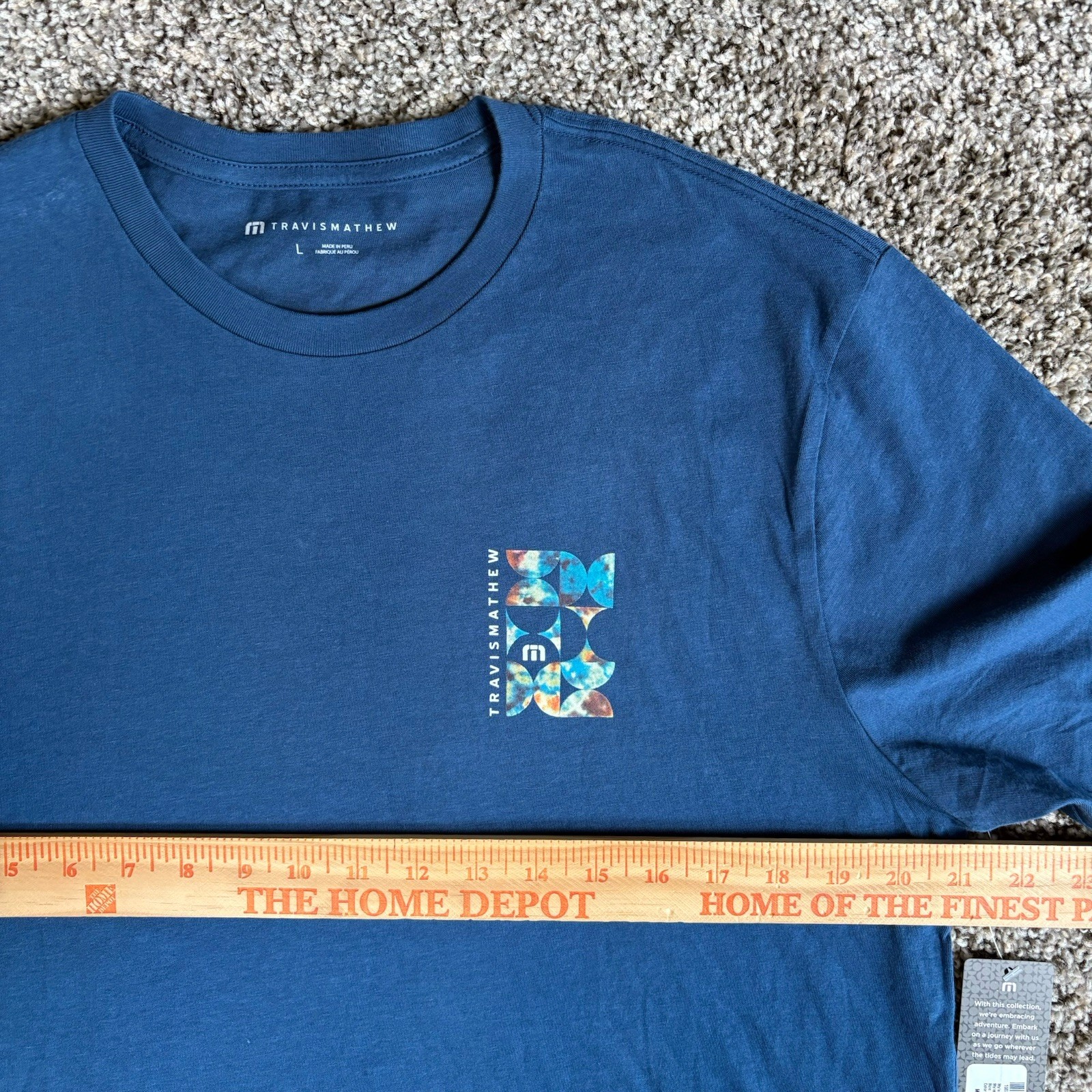 Travis Mathew T-Shirt Men Large L Blue Return Ticket Graphic Golf Soft NWT gallery