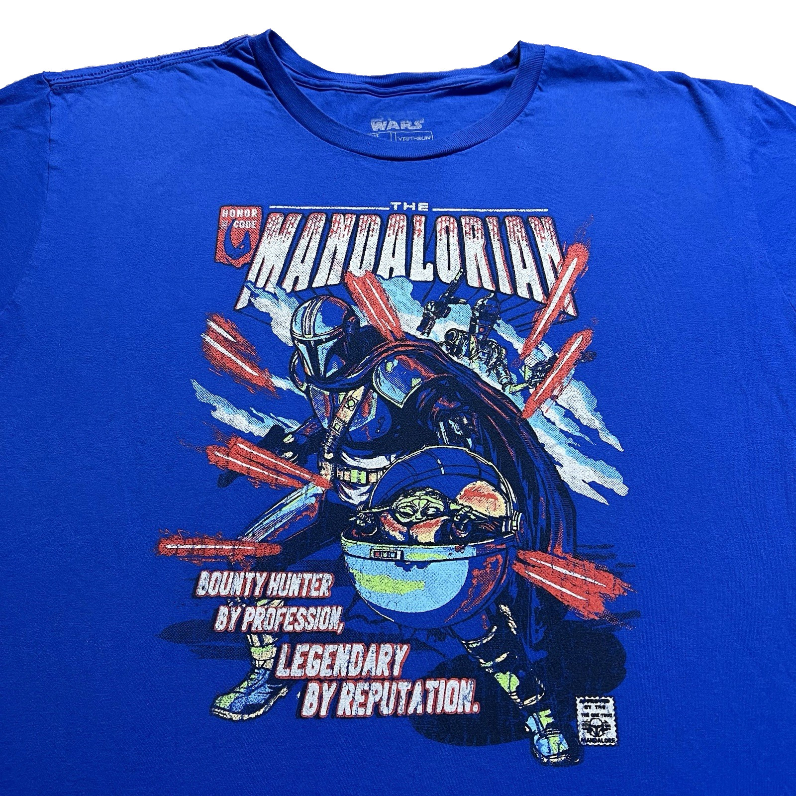 Star Wars T Shirt XL The Mandalorian Grogu Baby Yoda Comic Style Graphic Blue gallery