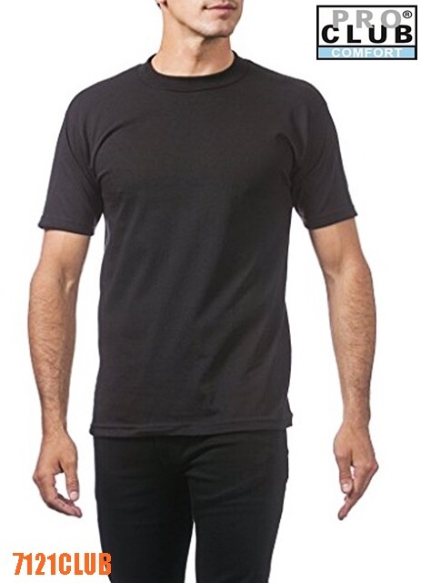 3 PACK PRO CLUB COMFORT T SHIRTS MENS STANDARD CREWNECK SHORT SLEEVE BLACK S-7XL gallery