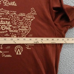The Landmark Project National Parks Map Tee Redwood Brown Mens Large NEW