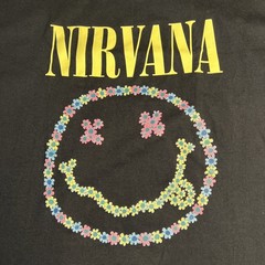 Nirvana Floral Smiley Face Logo Graphic Print Black 2022 T Shirt Mens Size 2XL