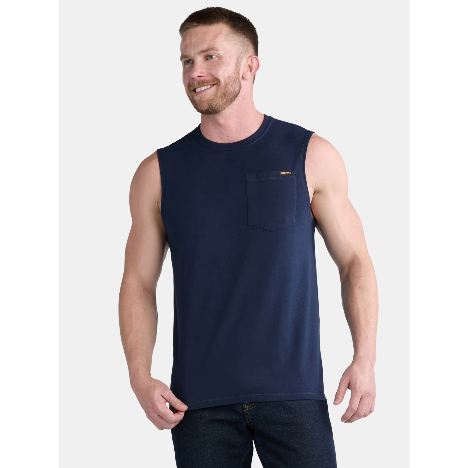Brahma Men's Sleeveless Chest Pocket Tank Top Muscle T-Shirt Moisture Wicking gallery