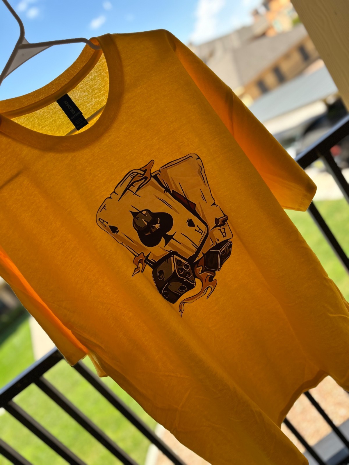 Ace Of Spades Dice Graphic T Shirt Yellow 2XL Men’s Streetwear Poker Tee gallery