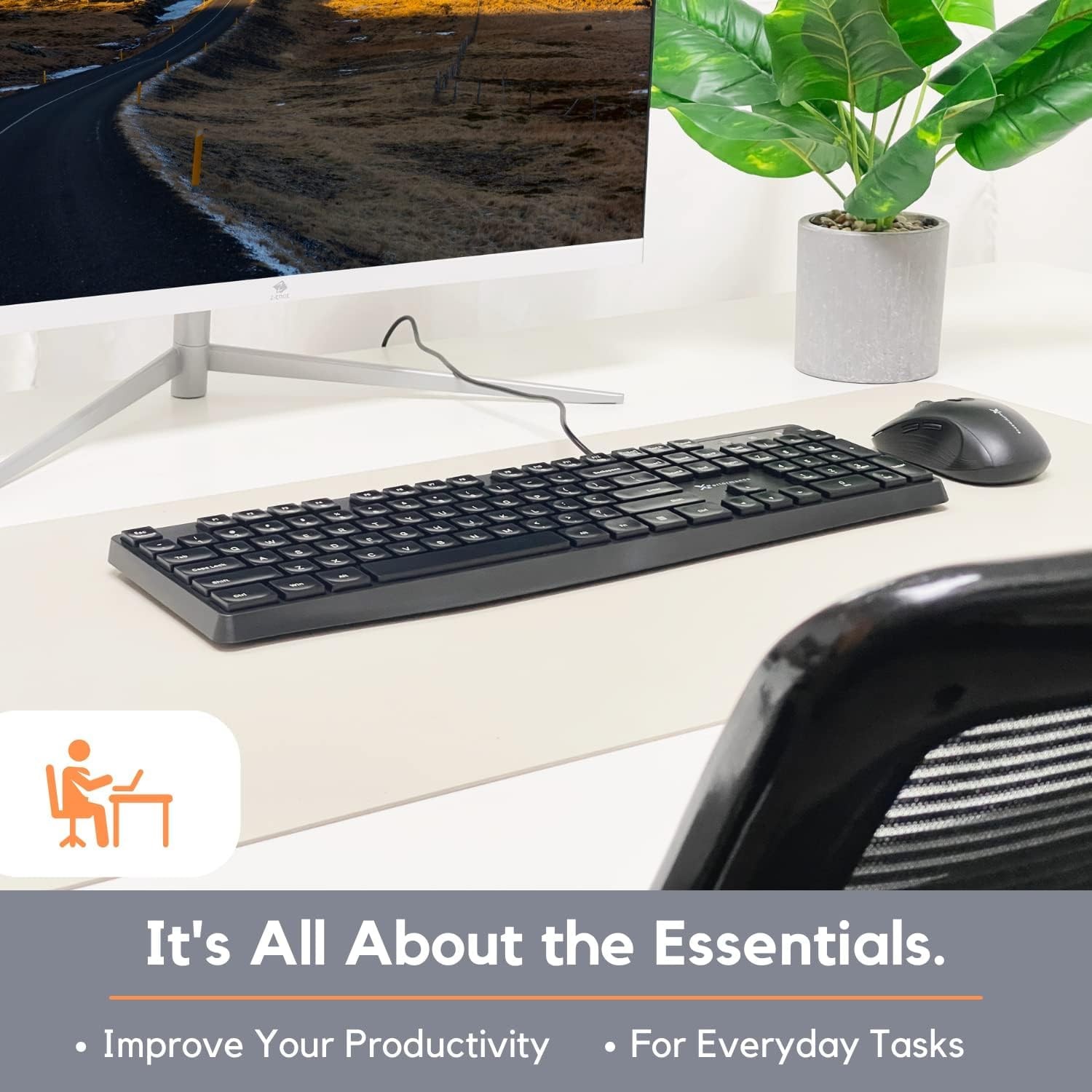 X9 Performance Wired Keyboard – Ultra Slim Full Size Ergonomic Computer Black