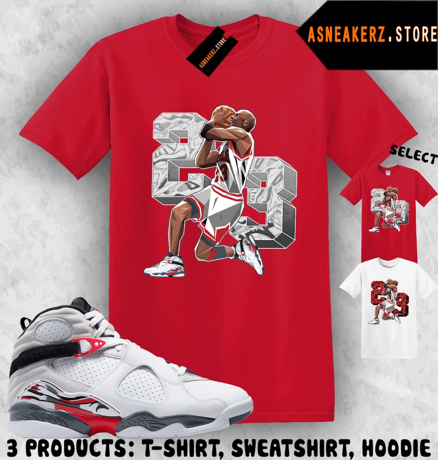 Shirt To Match AJ 8 Bugs Bunny 2025 Sneaker Matching Tee Number 23 MJ T-Shirt gallery