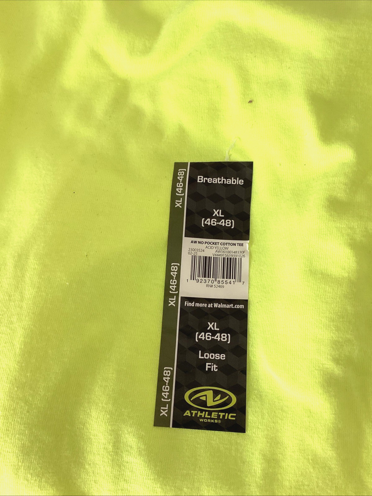 ATHLETIC WORKS Breathable Acid Yellow Short Sleeve Crew Neck T-Shirt Sz XL* gallery