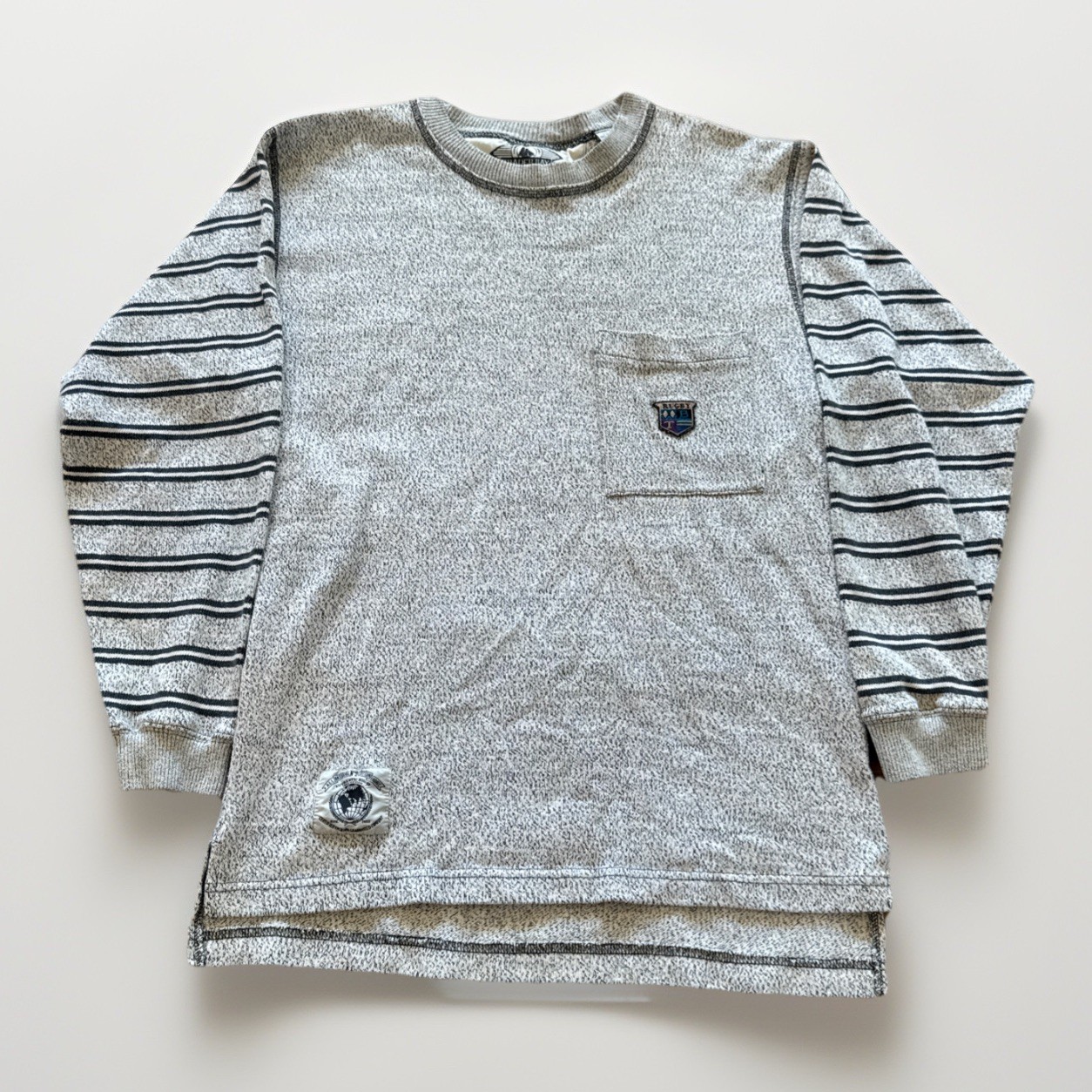 Vintage Trader Bay Shirt Mens S Striped Gray 90s 80s Streetwear Skater Rugby