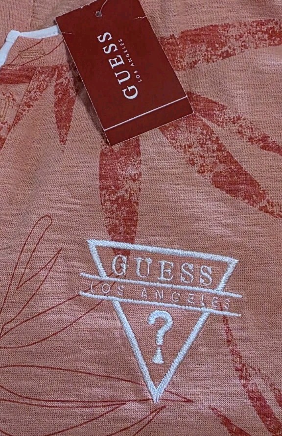 Shirt Men's Guess Anthony Slit Medium Peach Coral gallery