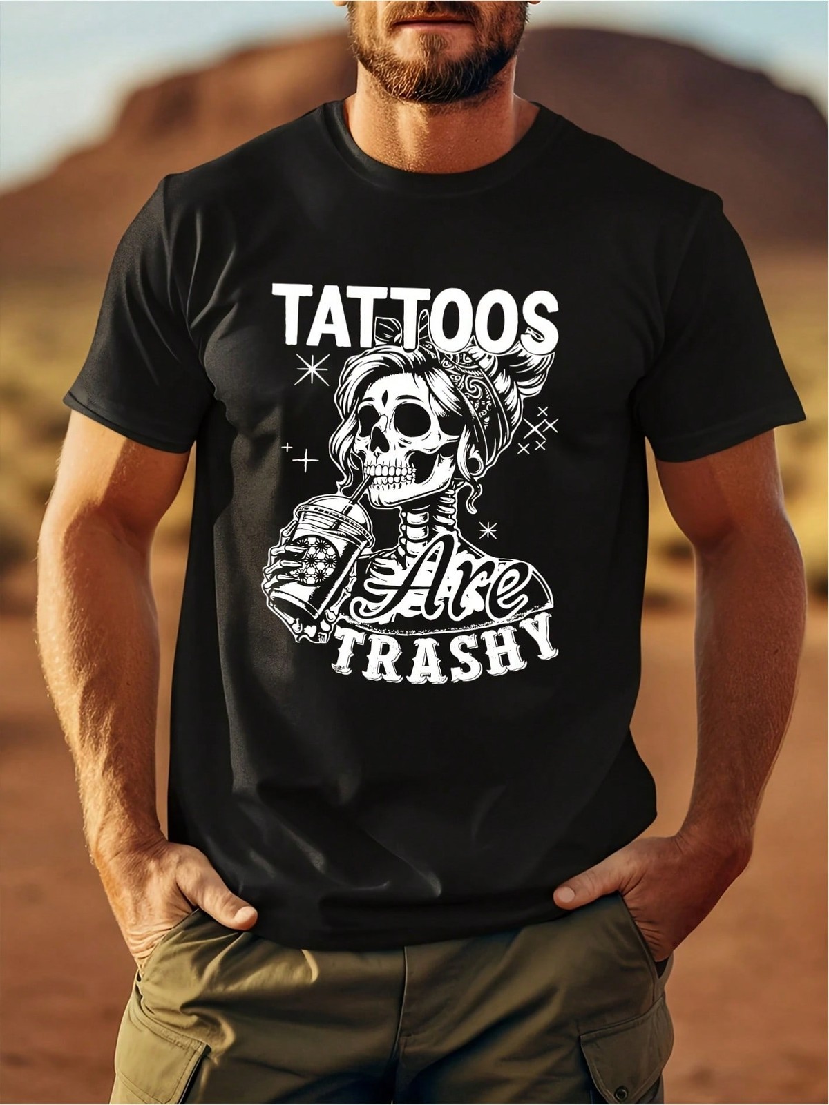 Funny "Tattoos Are Trashy" Slogan T-Shirt - Soft Breathable Cotton Tee gallery