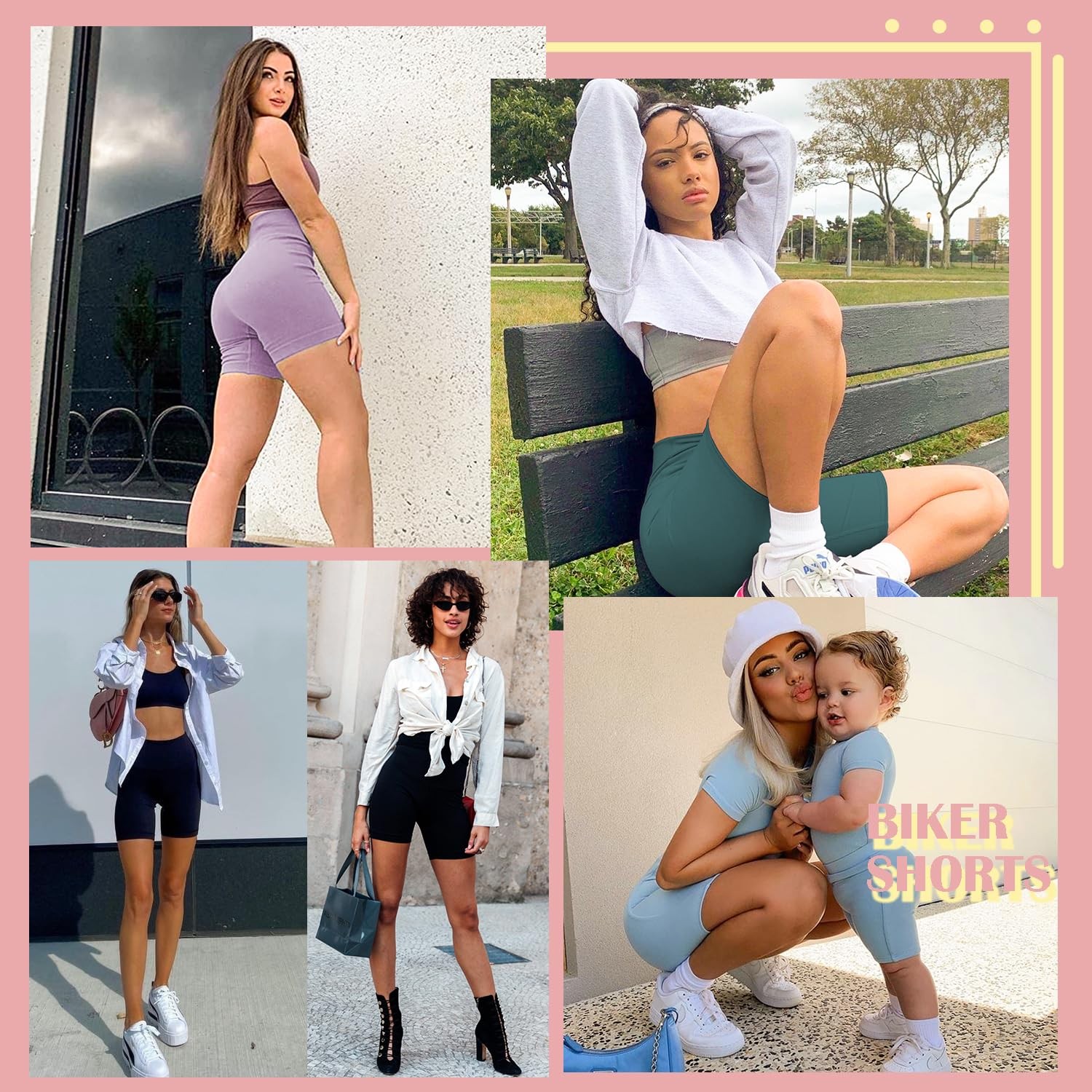 4 Pack Biker Shorts for Women – 5" High Waist Tummy Control Workout Yoga Runn... gallery