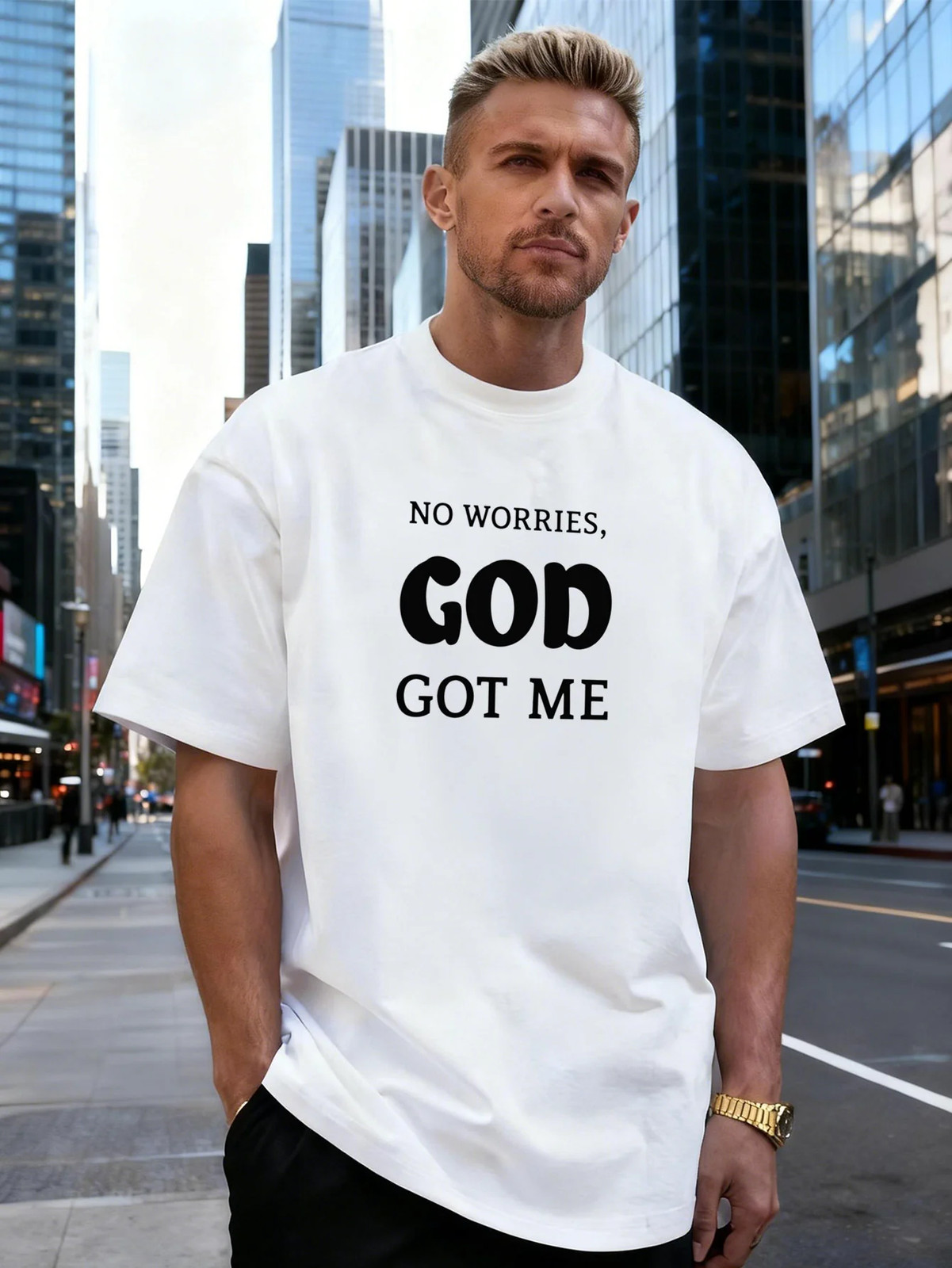 Letter Graphic 100% Cotton Men’s T-Shirt Suitable for Daily Casual Wear