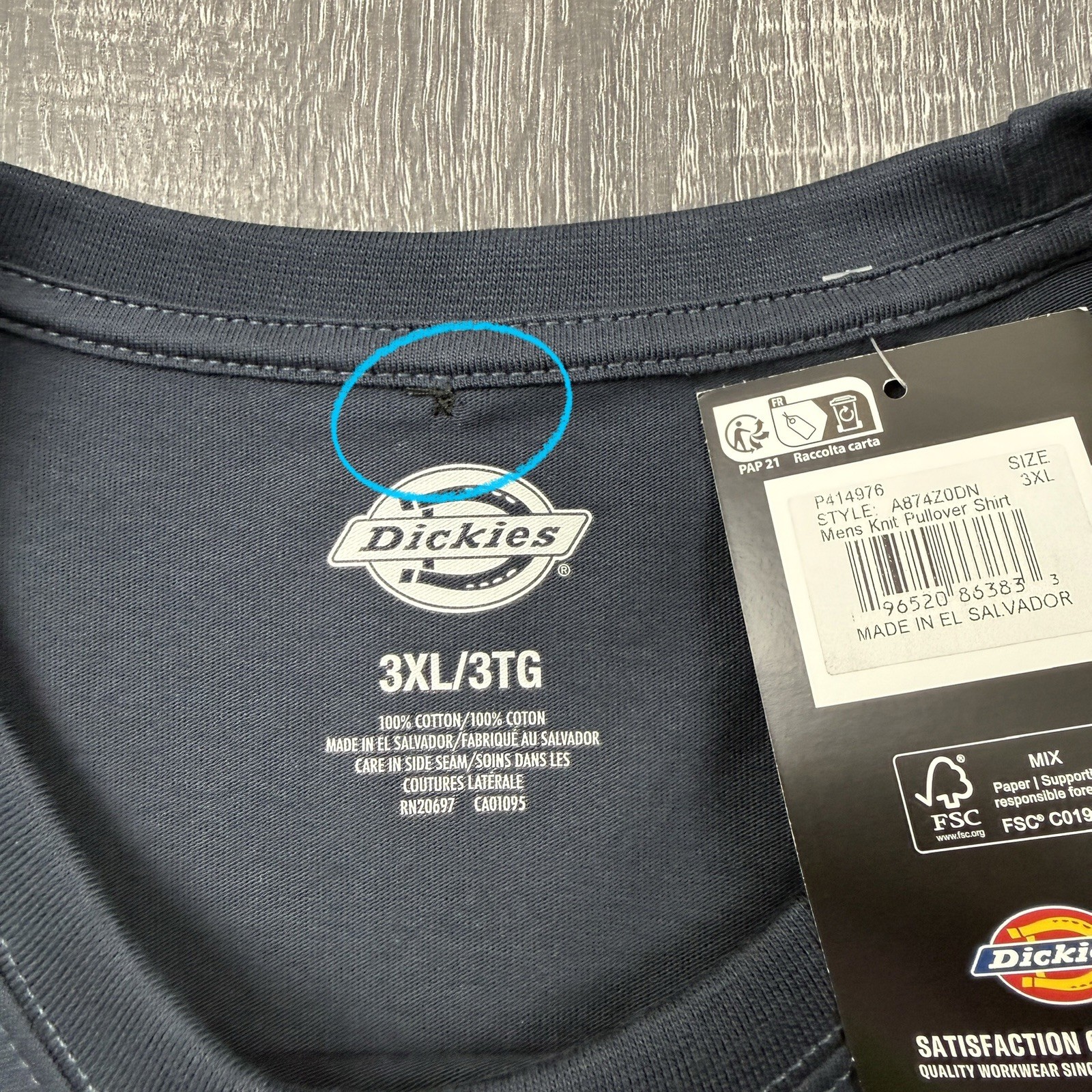 Dickies Dark Navy Double Sided T-Shirt Men's Size 3XL NWT Style A874Z0DN READ! gallery