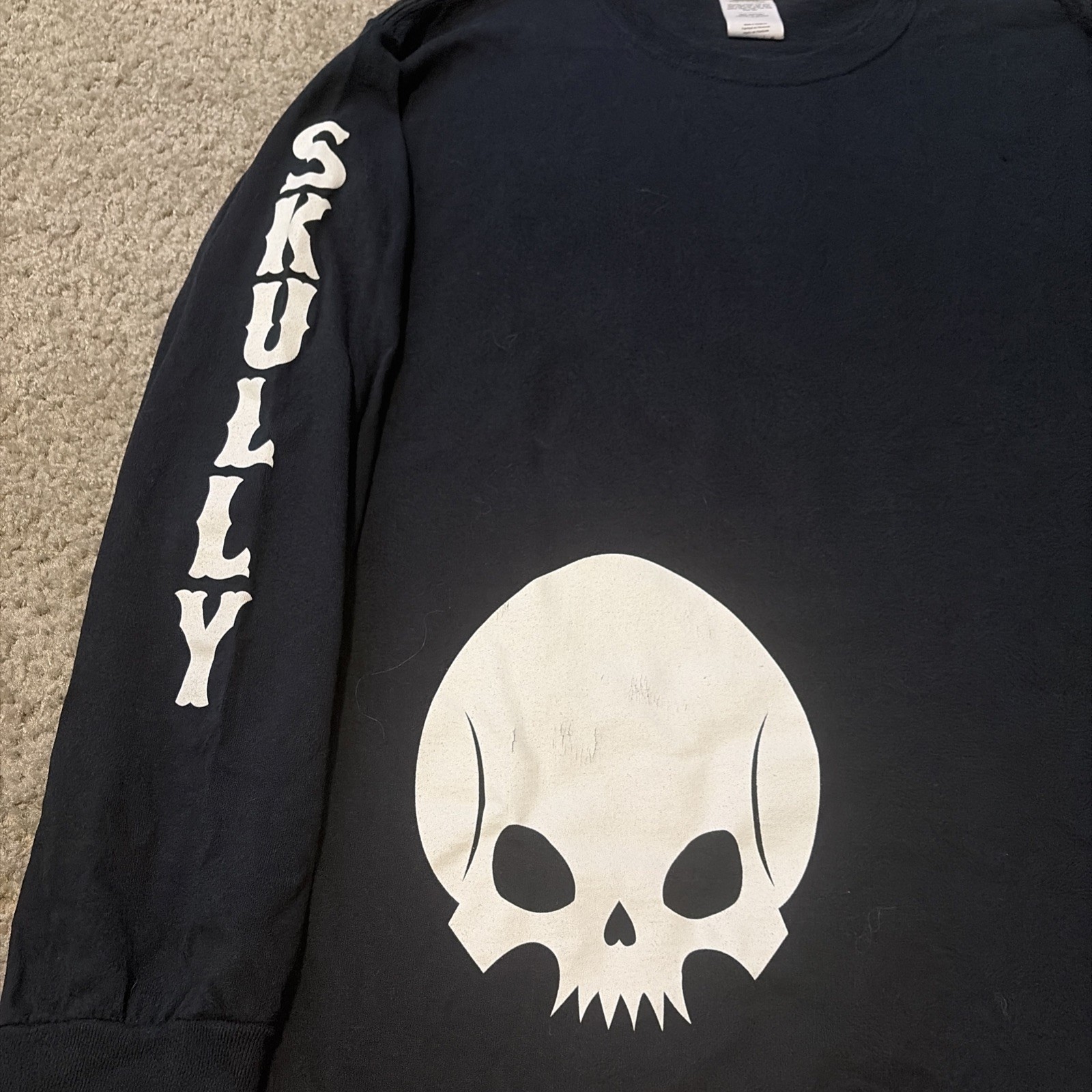 Skully Customs Motorcycle Biker Shop Long Sleeve Skull T-Shirt L Grunge Skater gallery