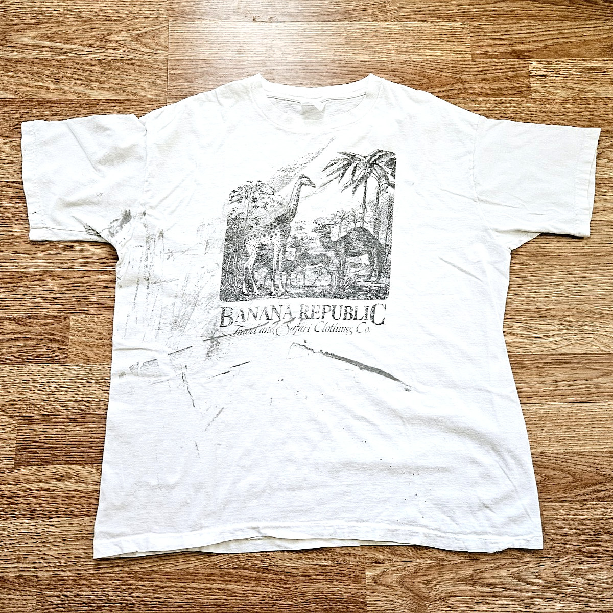 Vintage 90s Banana Republic Giraffe Pocket T Shirt Size XL Single Stitch gallery